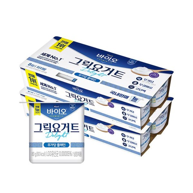 [보리보리] 매일유업 매일 바이오 그릭요거트 딜라이트 무가당 플레인 80g 16입