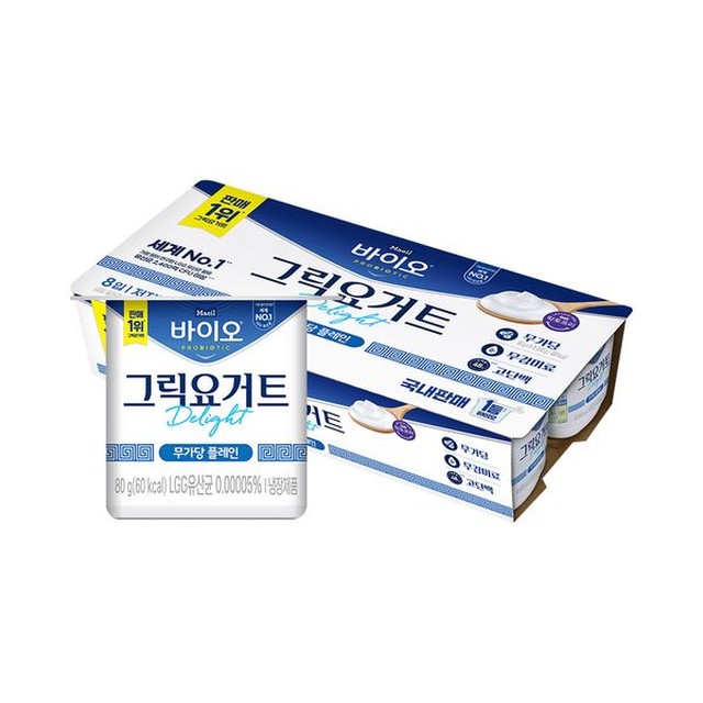 [보리보리] 매일유업 매일 바이오 그릭요거트 딜라이트 무가당 플레인 80g 8입