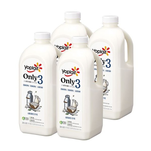 [보리보리] 빙그레 빙그레 요플레 Only3 플레인 요거트 대용량 1.8L 4병