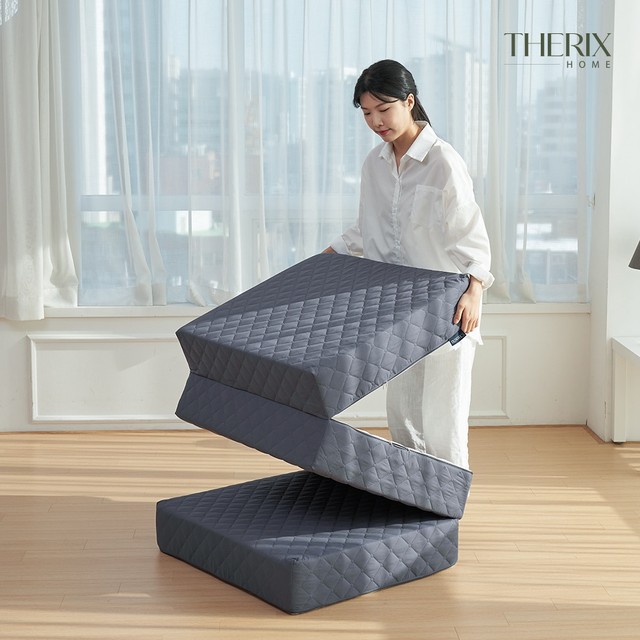 더릭스홈 3단 접이식 매트리스 6cm 10cm 15cm 원룸 바닥 단단한 수면매트 (MS SS Q)